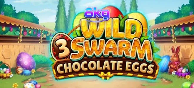 Interface colorida e temática do slot Wild Swarm 3 Chocolate Eggs com elementos de Páscoa.